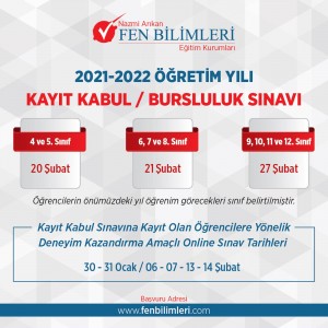 2020-2021 ÖĞRETİM YILI KAYIT KABUL / BURSLULUK SINAVI 