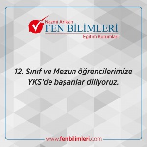 12. SINIF VE MEZUN ÖĞRENCİLERİMİZE YKS’DE BAŞARILAR DİLERİZ.
