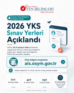 2026 YKS SINAV YERLERİ AÇIKLANDI