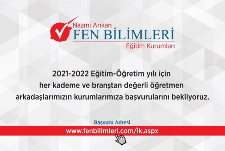 2021-2022 EĞİTİM-ÖĞRETİM YILI İÇİN HER KADEME VE BRANŞTAN DEĞERLİ ÖĞRETMEN ARKADAŞLARIMIZIN KURUMLARIMIZA BAŞVURULARINI BEKLİYORUZ.