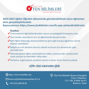 2024-2025 EĞİTİM-ÖĞRETİM DÖNEMİNDE GÖREVLENDİRİLMEK ÜZERE ÖĞRETMEN ALIMI GERÇEKLEŞTİRİLECEKTİR.