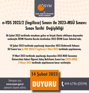 2023 MSÜ SINAVI GEÇ BAŞVURU TARİHİ