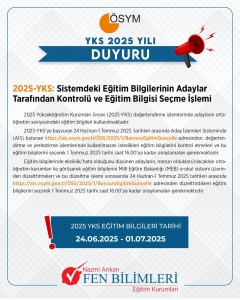 YKS 2025 DUYURU