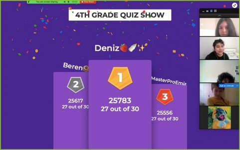 4-A SINIFI ÖĞRENCİLERİMİZ İLE İNGİLİZCE MAİN COURSE DERSİNDE QUİZ SHOW ETKİNLİĞİ KAPSAMINDA KAHOOT OYNADIK. 