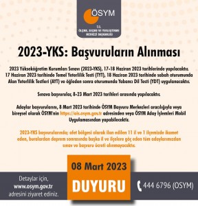 YKS SINAVI 17-18 HAZİRAN 2023'TE YAPILACAK